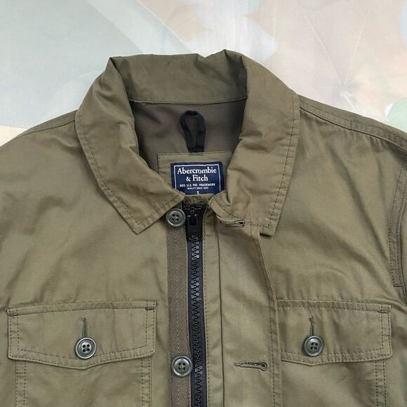 Abercrombie & Fitch overshirt jacket in olive army green size small full zip - Picture 8 of 12
